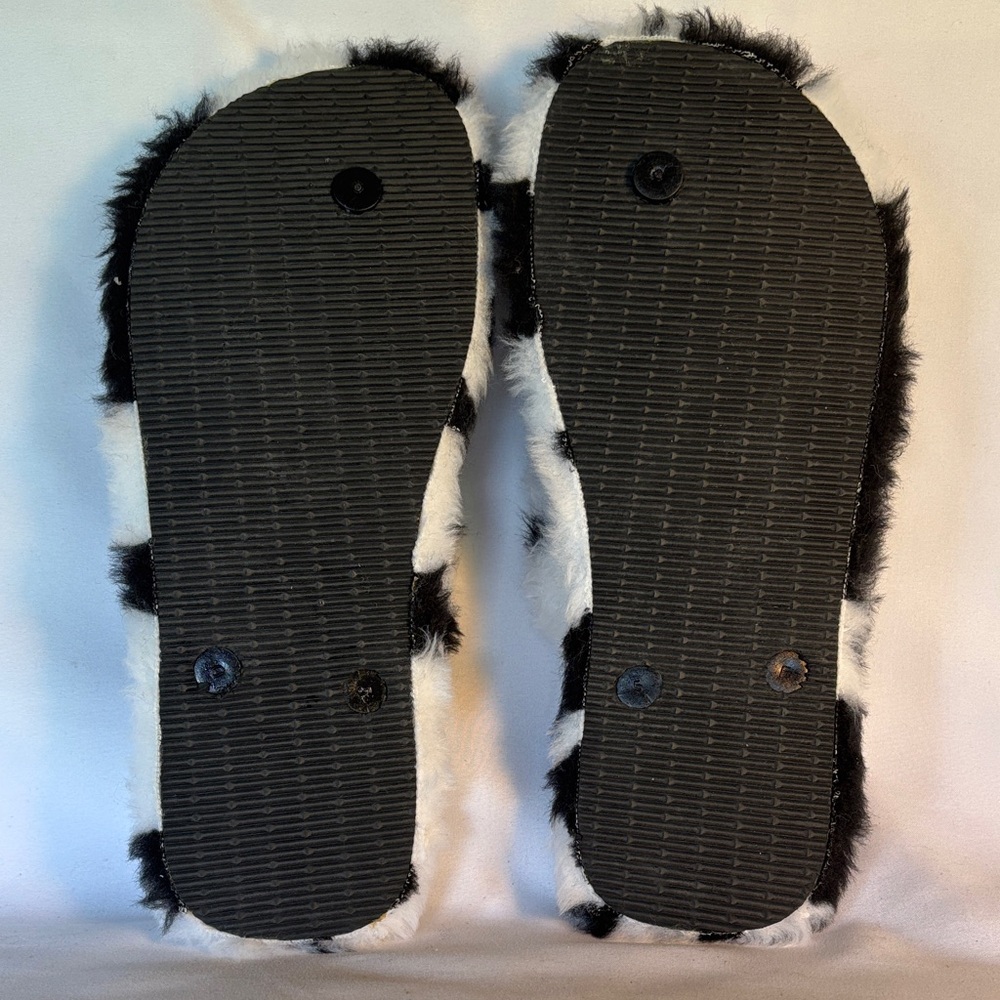 BRAND NEW! GENUINE BRAZIL HAVAIANAS BLACK & WHITE FAUX FUR FLIP-FLOPS SIZE 9/10W - Picture 6 of 8